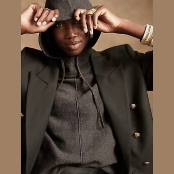 Banana Republic LENZING ECOVERO Sweater Hoodie Oversized Large Grey - Picture 2 of 8